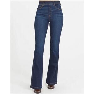 Spanx Women's High Waisted Flare Jeans Midnight Shade M Pull on Elastic Waist
